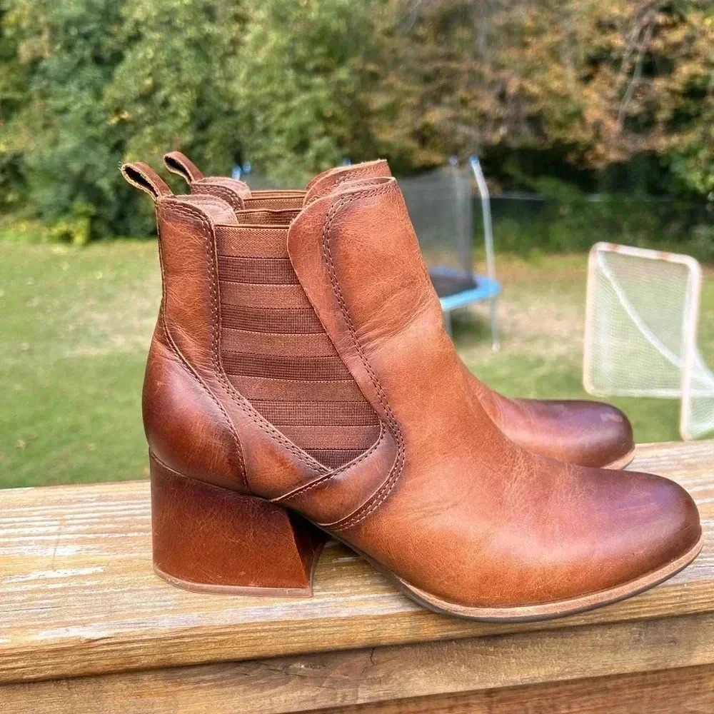 Kork-Ease Brown Leather Chelsea Ankle Boots